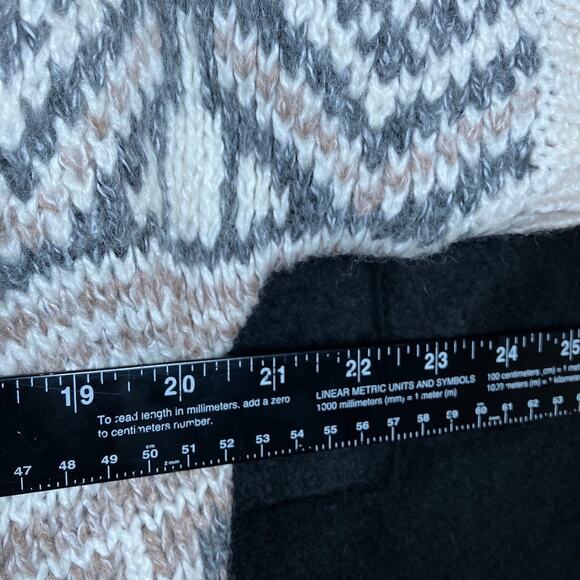 Old Navy Womens Sweater Cream Aztec Open Front Knit Short Sleeve Wool Blend S - Picture 8 of 12